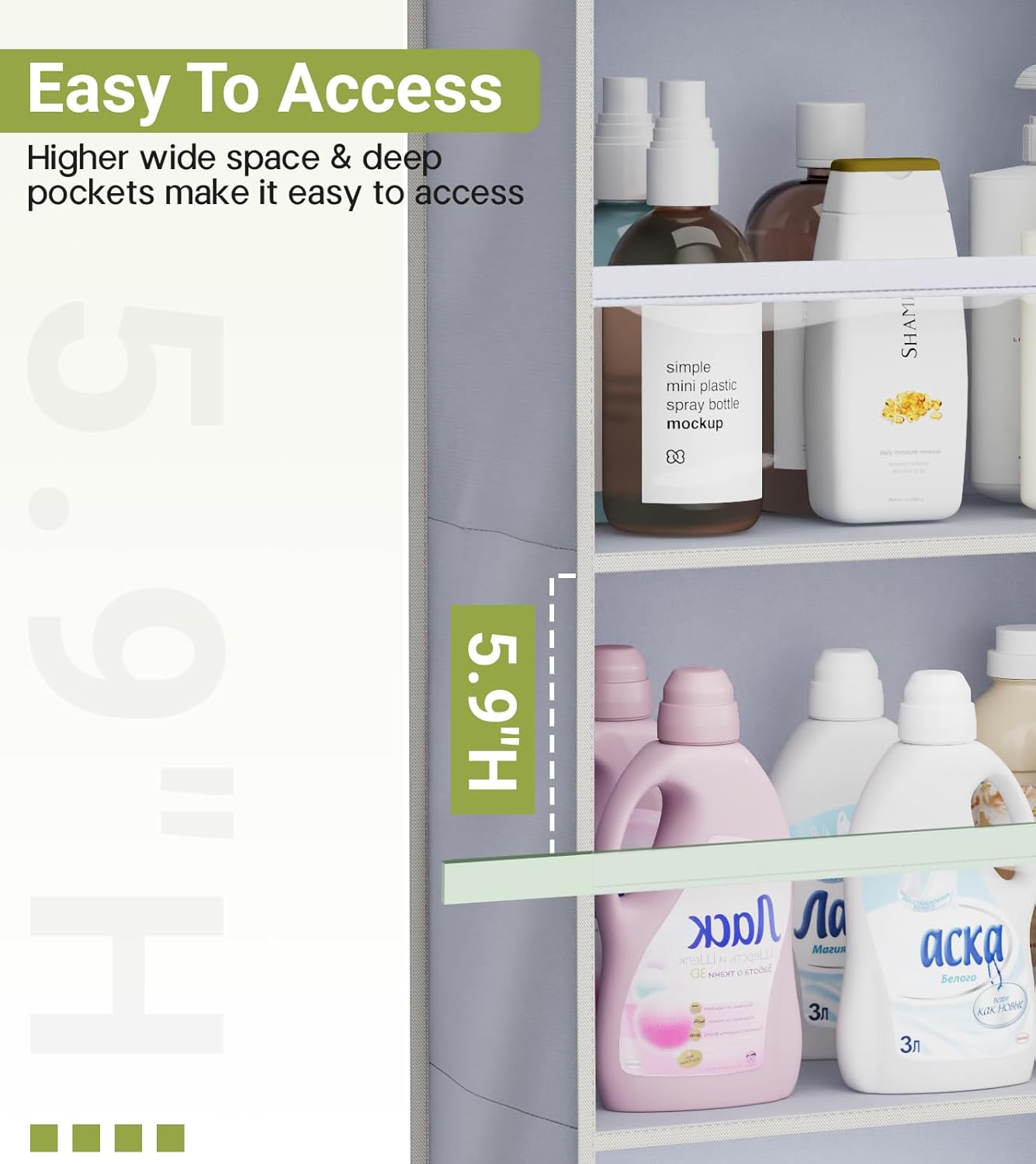 AOODA 2 Pack Over the Door Organizer, Large Capacity Closet Door Hanging Organizer, Clear Deep Pockets Baby Storage for Nursery, Bathroom, Bedroom, Pantry, Diapers (Light Yellow)