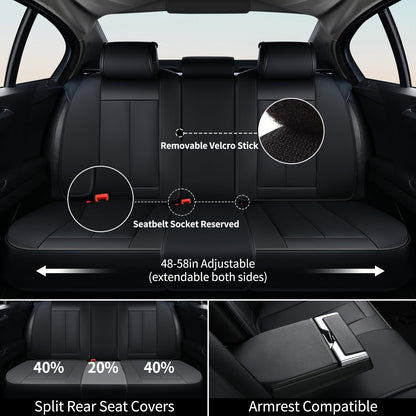FLORICH Car Seat Covers Full Set, Automotive Seat Covers, Black Car Seat Cover, Waterproof Seat Protectors Universal fit for Car Truck Van SUV - Black