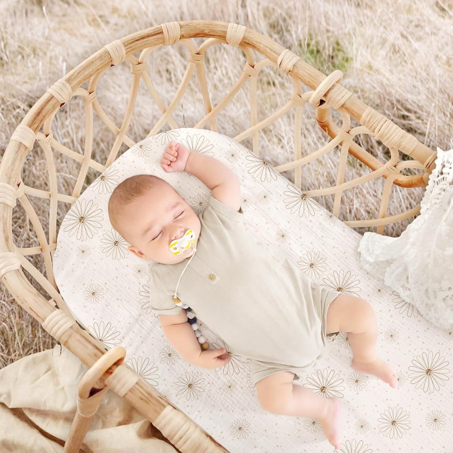 lulumoon Muslin Bassinet Sheets for Baby: Soft Bedside Sleeper Bassinet Fitted Sheets for Boys and Girls