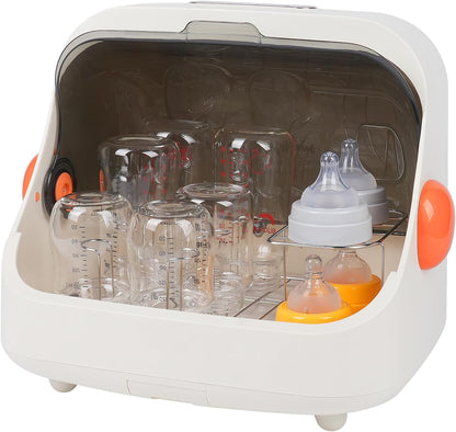 Baby Bottle Drying Rack Storage with 3 Brush, Nursing Bottle Storage Box Organizer with Cover, Portable Kitchen Cabinet Organizer, Durable countertop Dryer (Orange)