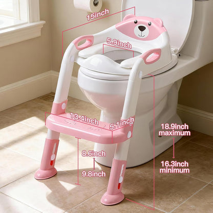 Potty Training Seat, SKYROKU Upgrade Toddler Toilet Seat for Kids Boys Girls, 2 in 1 Potty Training Toilet, Splash Guard Anti-Slip Pad Step Stool,New Sector-Shape Stabilized Base (8899+Grey)