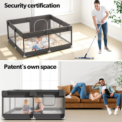 Fodoss Baby Playpen with Mat, Small Play Pen(47x47inch), for Babies and Toddlers, Pen Apartment, Yard Baby, Fence Area Playyard Activity Center (Dark Gray)