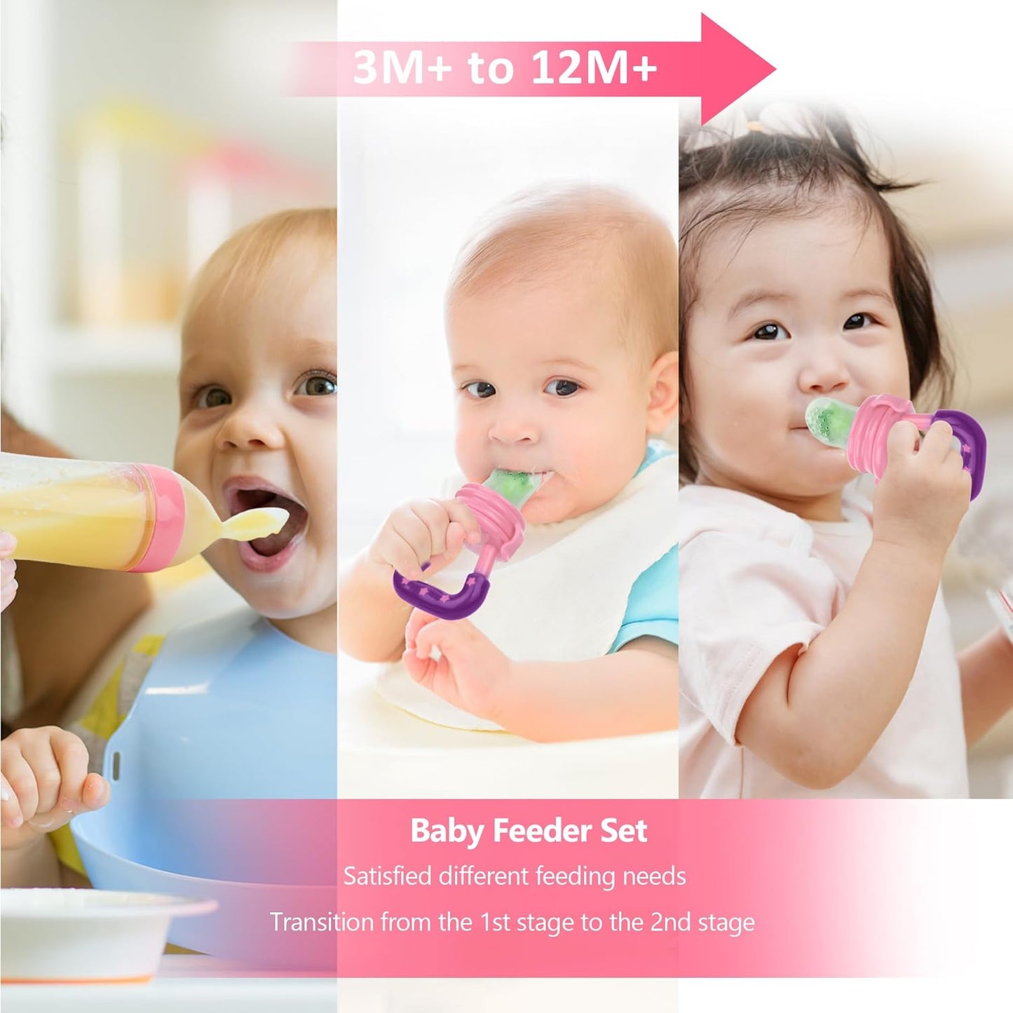 WAJIAYON Baby Fruit Feeder Pacifier | Infant Food Feeder Pacifier & Food Dispensing Spoon | Fresh Fruit Teethers for Babies | Silicone Feeder Baby,Mesh teethers for Babies Gifts for Boys and Girls