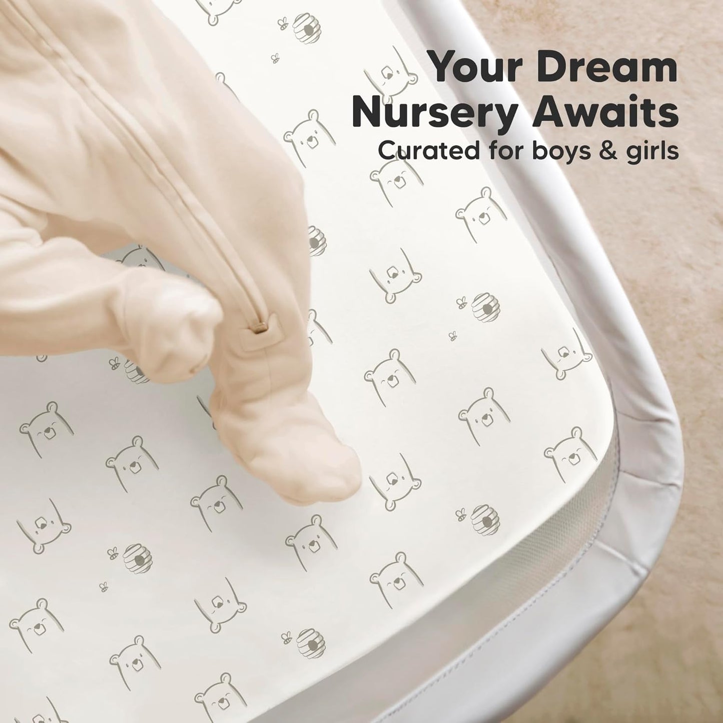 2-Pack Organic Bassinet Sheets for Girls, Boys - 100% Cotton Bassinet Mattress Sheets Compatible with Halo Bassinest Swivel Sleeper, Graco, Baby Delight, Chicco, Unisex Fitted Bassinet Sheets (Elly)
