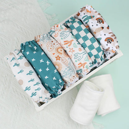 Mama Koala 3.0 Pocket Cloth Diapers for Babies with AWJ Lining, 6 Pack with 6 4-Layer Natural Cloth Diaper Inserts - Reusable and Washable Pocket Diapers(Hardworking Bees) - Colors A
