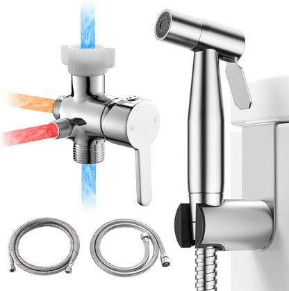 Handheld Bidet Sprayer for Toilet, Muslim Shower Water Jet Spray for Toilet, Bidet Faucet Cloth Diaper Sprayer for Baby Wash, Adjustable Water Pressure with Bidet Hose for Feminine Wash