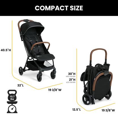 Jeep Altitude Compact Travel Stroller by Delta Children Greenguard Gold, Easy One Hand Fold, Lightweight, Extendable Canopy with Peek-a-Boo Window, Reclining Seat, 4 Wheel Suspension, Olive Green