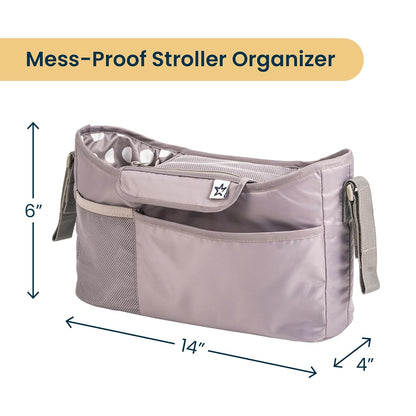 Tiny Twinkle Universal Stroller Organizer with Adjustable Strap - Waterproof Stroller Caddy Fits Baby Jogger, Nuna, Graco, Donna and Bugaboo Strollers（Black）