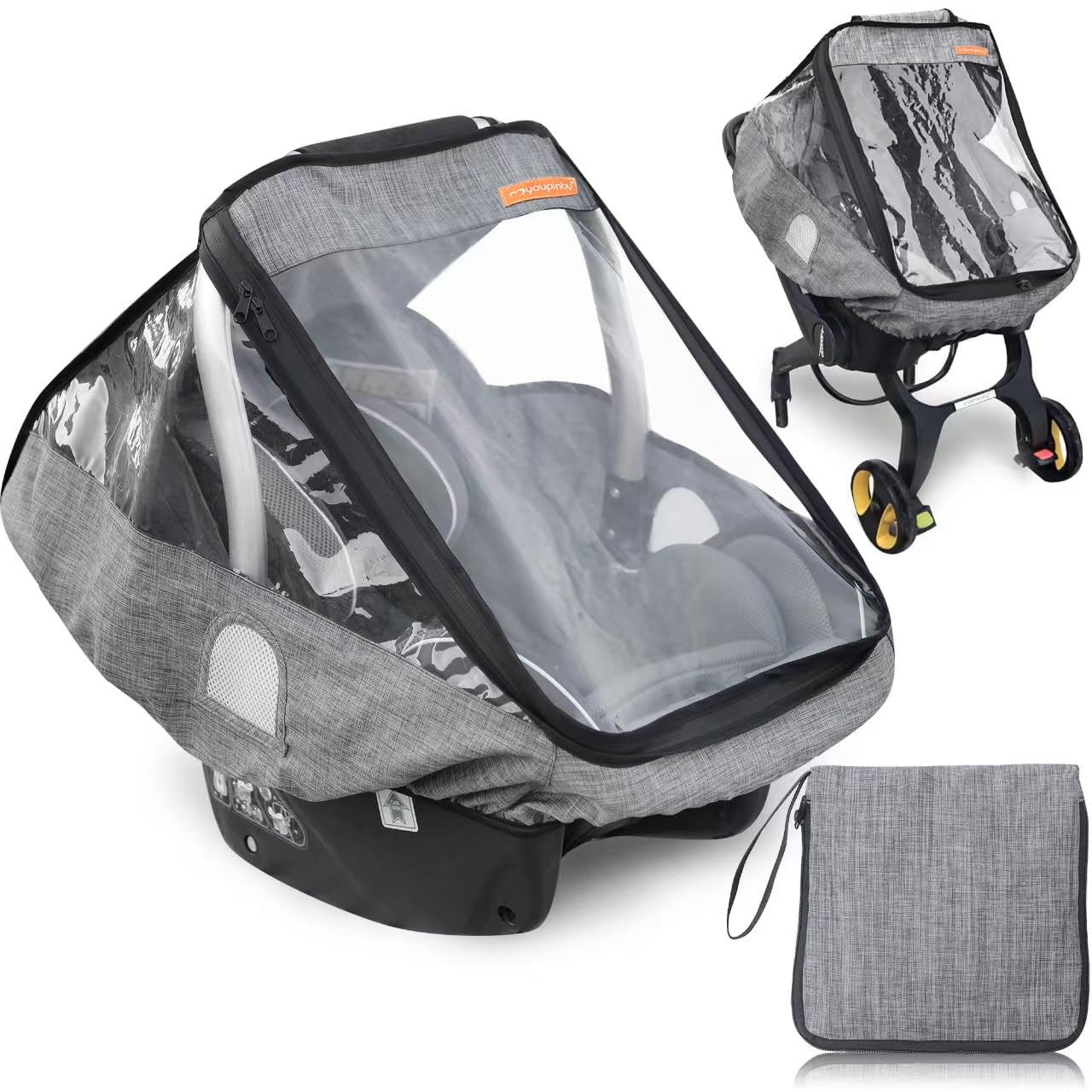 Stroller Rain Cover,Universal Stroller Accessory,Waterproof,Windproof Protection,Protect from Dust Snow,Baby Travel Weather Shield(Grey)
