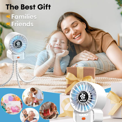 AMTIFO Portable Stroller Fan - 4-Speed Rechargeable USB Fan, Quiet Clip-on Baby Fans for Stroller Crib and Travel - Compact & Battery-Operated Cooling Fans for Baby Comfort on the Go