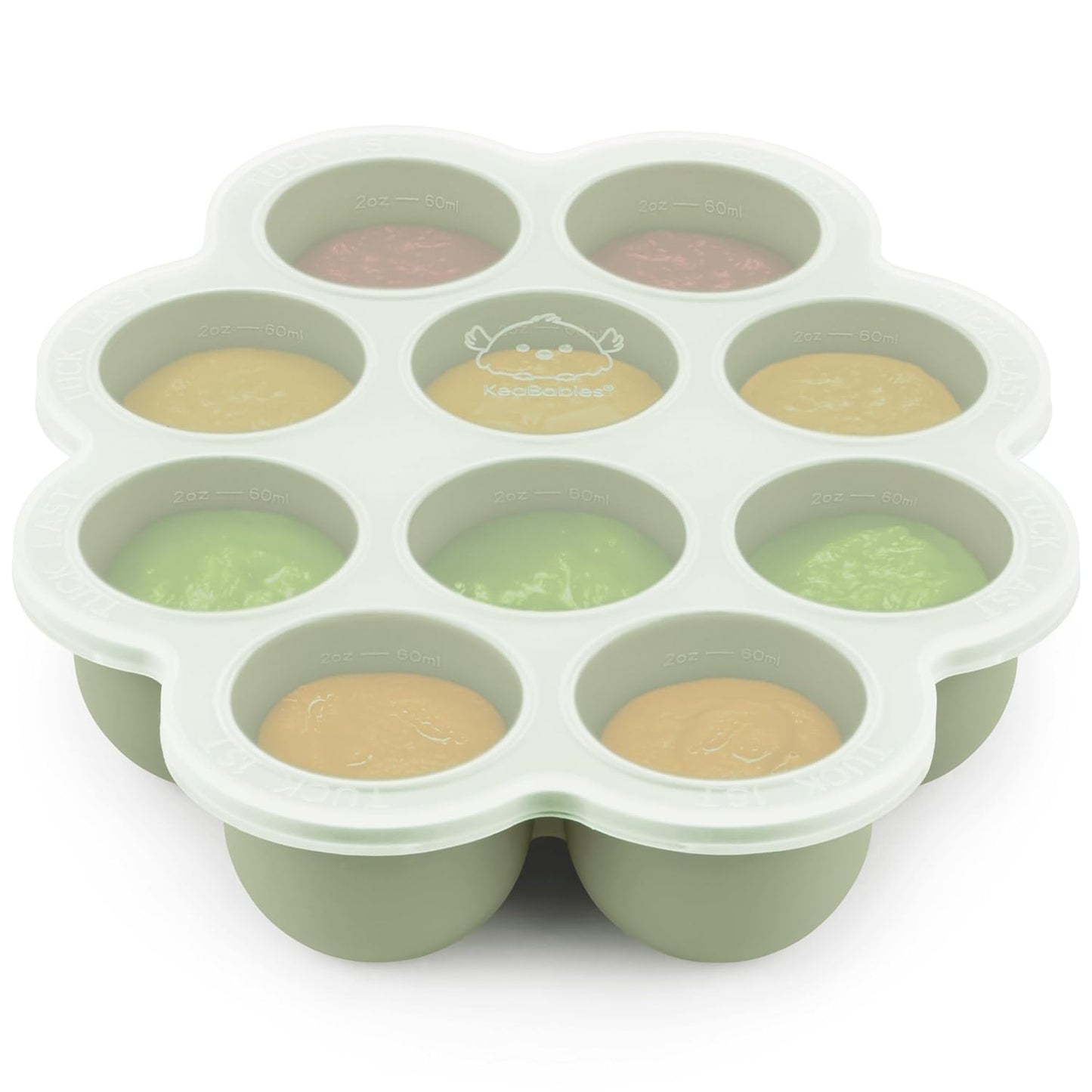KeaBabies Silicone Food Freezer Trays with Lid, 2oz x 10 Pods Baby Food Storage Containers, Easy Puree Meal Prep, Breast Milk Silicone Freezer Molds, Dishwasher, Microwave Safe, BPA-Free (Chai Latte)