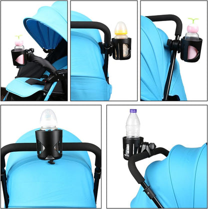 Accmor Universal Cup Holder, Stroller Cup Holder with Phone Holder, 360° Rotatable Large Caliber Designed Bottle Holder for Stroller, Bike, Wheelchair, Walker, Scooter
