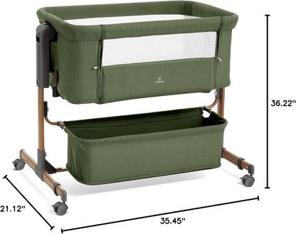 3 in 1 Baby Bassinet, Rocking Bassinet, Bedside Bassinet, 6-Height Adjustable, Bassinet Bedside Sleeper, Bedside Bassient for Baby with Comfy Mattress, Breathable Mesh, Large Storage Basket