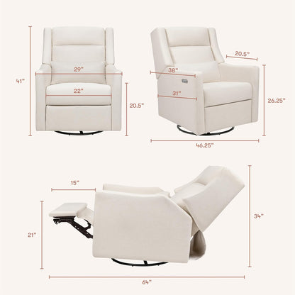 Kiwi Glider Recliner w/Electronic Control and USB | in Almond Teddy Loop w/Light Wood Base, Greenguard Gold Certified
