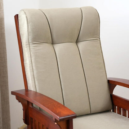 Glider Rocking Chair with Ottoman Set, Solid Wood Nursery Glider Rocker with Padded Cushion, High Back Upholstered Swivel Glider for Living Room, Nursing, Reading, 280LBS Weight Capacity,Oak+Khaki