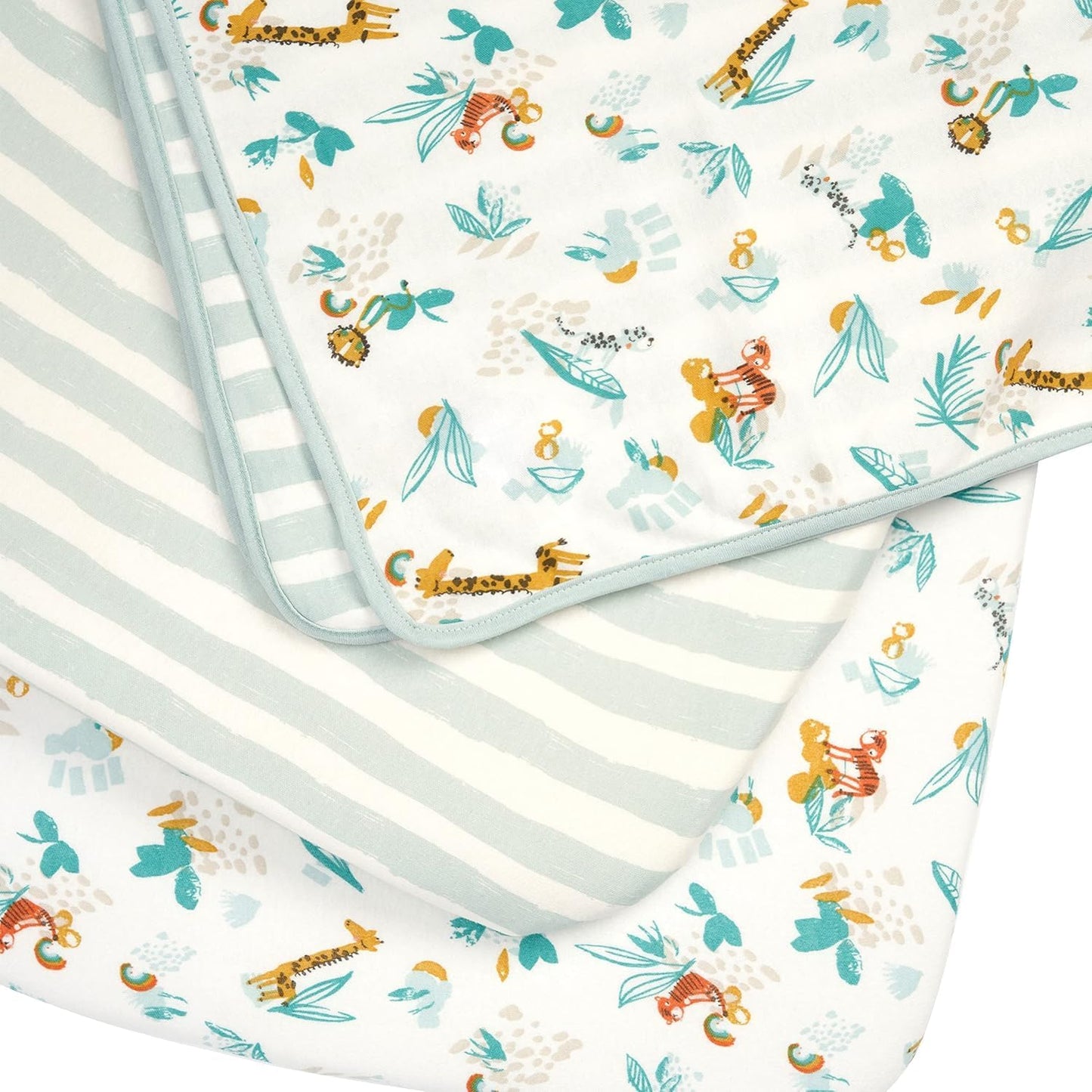 Tutti Bambini Premium Bassinet Sheets (2 Pack) - Soft & Breathable Bamboo Jersey, Double-Strength Bedside Sleeper Sheets, Fits Mattresses from 20.8 x 31.5 in to 23.6 x 35.4 in (Our Planet)