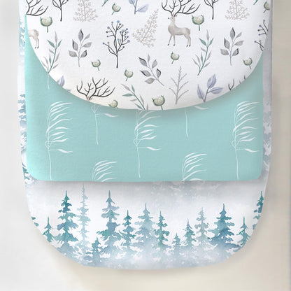 100% Organic Cotton 2 Pk Bedside Sleeper Bassinet Fitted Mattress Sheets Perfectly Compatible with Mika Micky, Baby Delight, Ronbei, Chicco, Cloud Baby, AMKE, Angelbliss, Arm's Reach. Cloud, Stripe