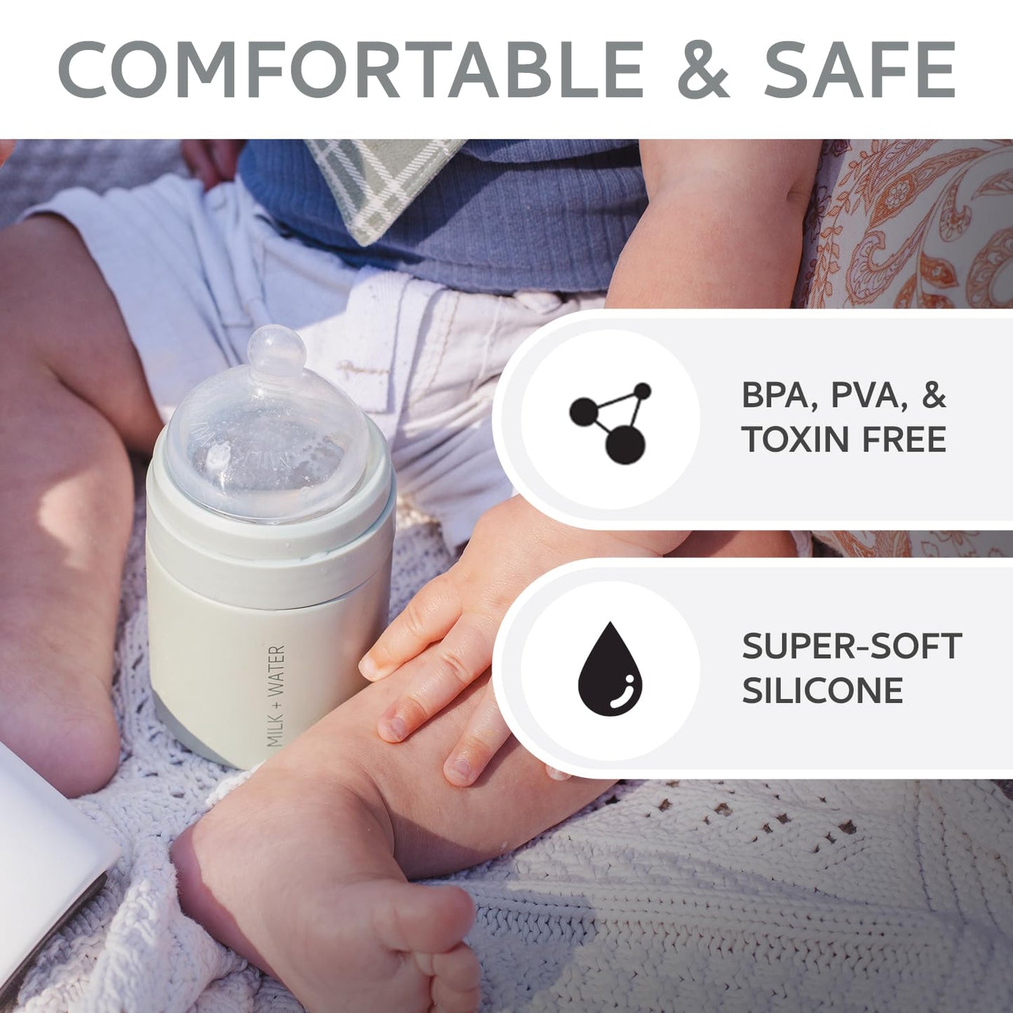 MILK & WATER All in One Baby Bottle & Baby Formula Dispenser On the Go, 5oz - Keeps Water Warm & Formula Fresh - Baby Formula Mixing Bottle with Anti Colic Nipple - Leak-Proof - 3+ Months (Pink)