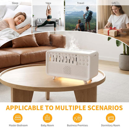 4-in-1 White Noise Sleep Sound Machine with Humidifier, Diffuser, Bluetooth Speaker & Night Light, 8 Natural Sounds, USB Powered, Timer, Sound Machine for Sleeping Adults and Baby, Bedroom, Yoga