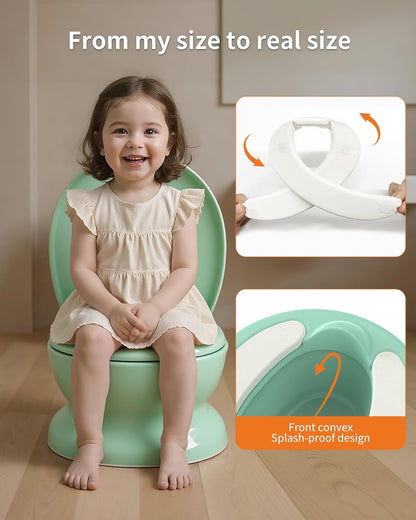 Realistic Potty Training Toilet - Flushing Sounds, Wipes Storage, Disposable Liners, Easy to Clean for Toddler Boys and Girls (Pink)