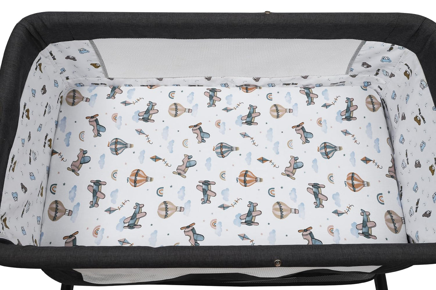 Bassinet Sheet Set 2 Pack Snug Fitted Bedside Sleeper Bassinet Sheets, Stretchy Ultra Soft, Unisex Boy Girl, Light Blue & Dinosaur