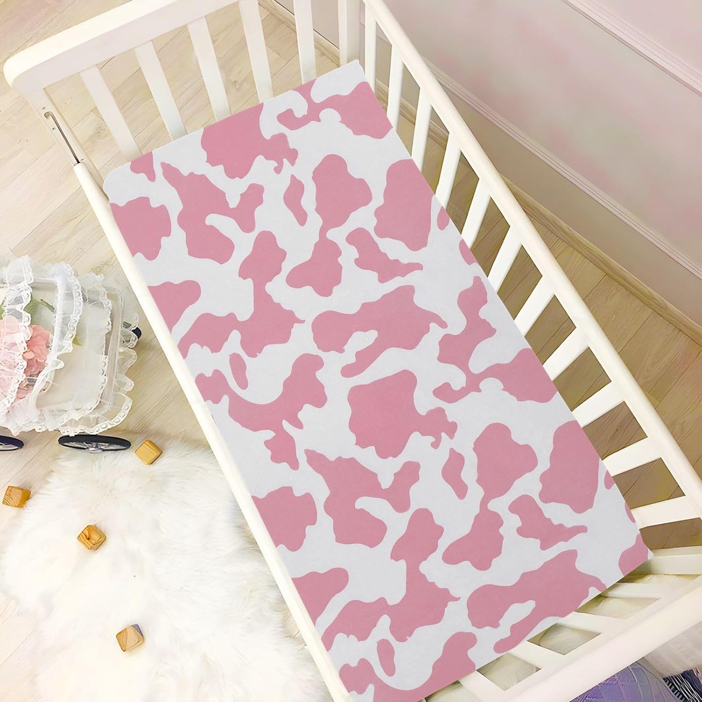 Pfrewn Crib Sheets for Boys Girls Dragon Baby Animals Retro Fitted Crib Sheet for Mini Crib Mattress Stretch Soft Toddler Baby Playard Sheet,39x27IN