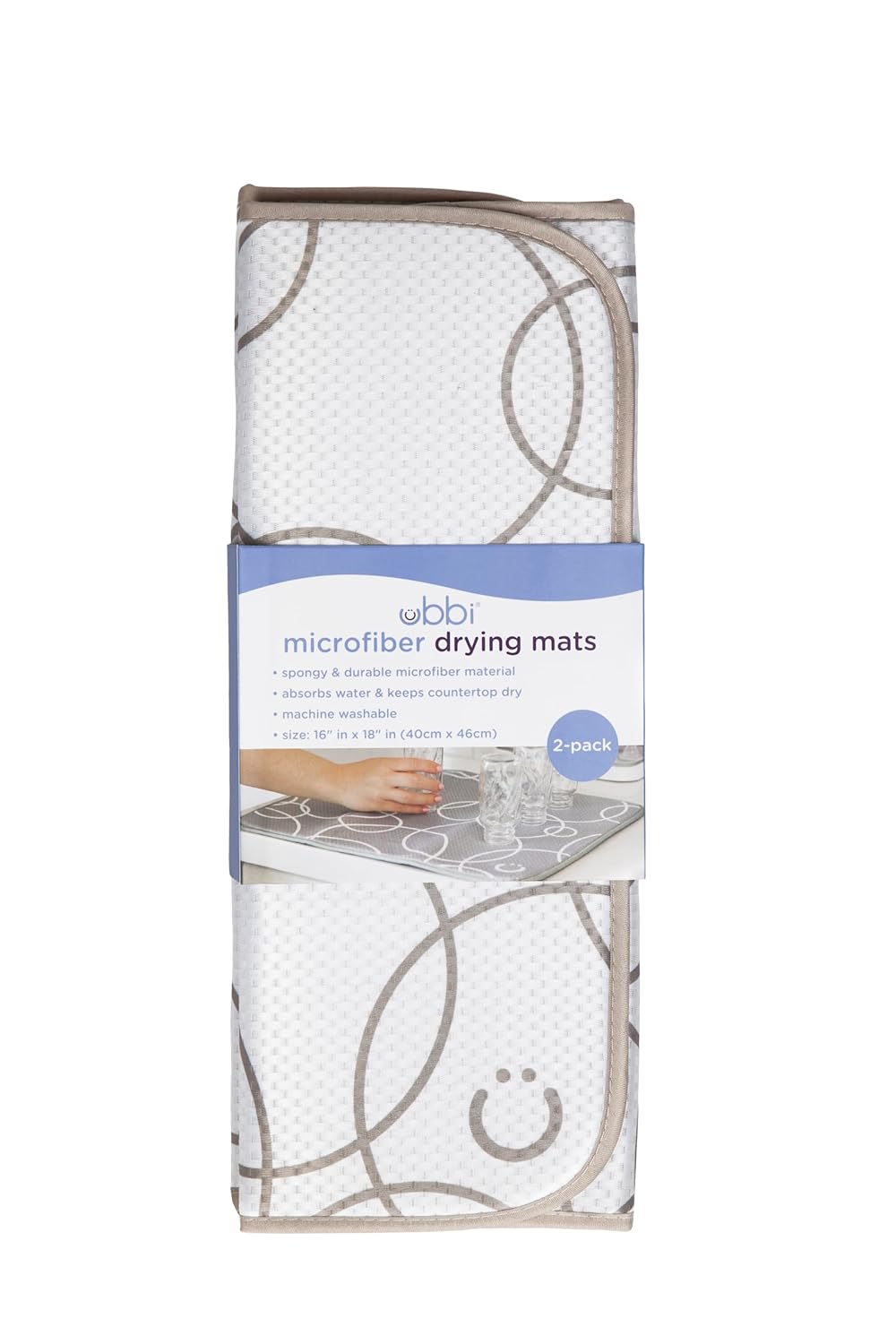 Ubbi Microfiber Dish Drying Mat, Baby Bottle Drying Mat, Kitchen Counter Dish Mat, Pack of 2