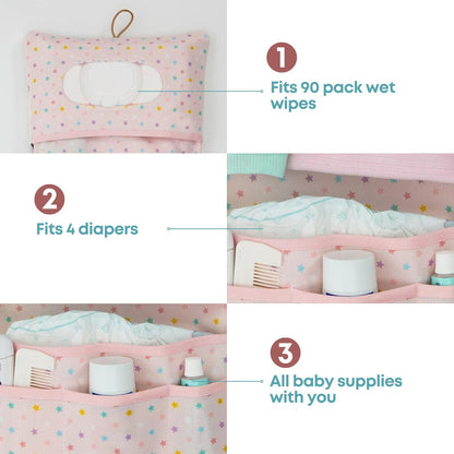 HAMUR Baby Diaper Bag Organizer – Travel-Friendly, Compact & Foldable | Stroller Pouch for Newborn Essentials – Must-Have for Boys & Girls (Leaves)