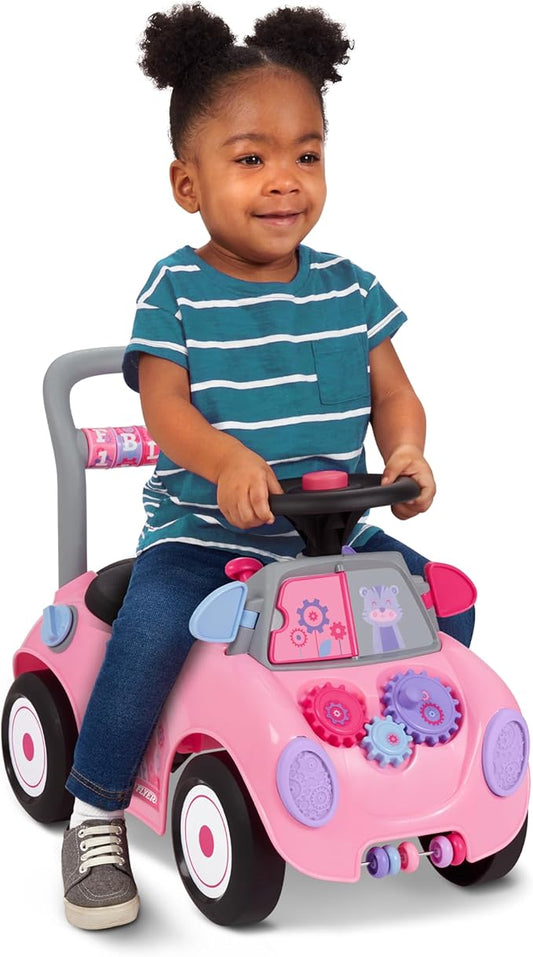 Radio Flyer Creativity Car, for Toddlers 1-3, 3-in-1 Push Walker Ride On Rocket with 17 Sensory Activities, Anti-Tip Feature, Under-Seat Storage, Horn and Gears, 42 lb Capacity, Toddler Ride On Toys