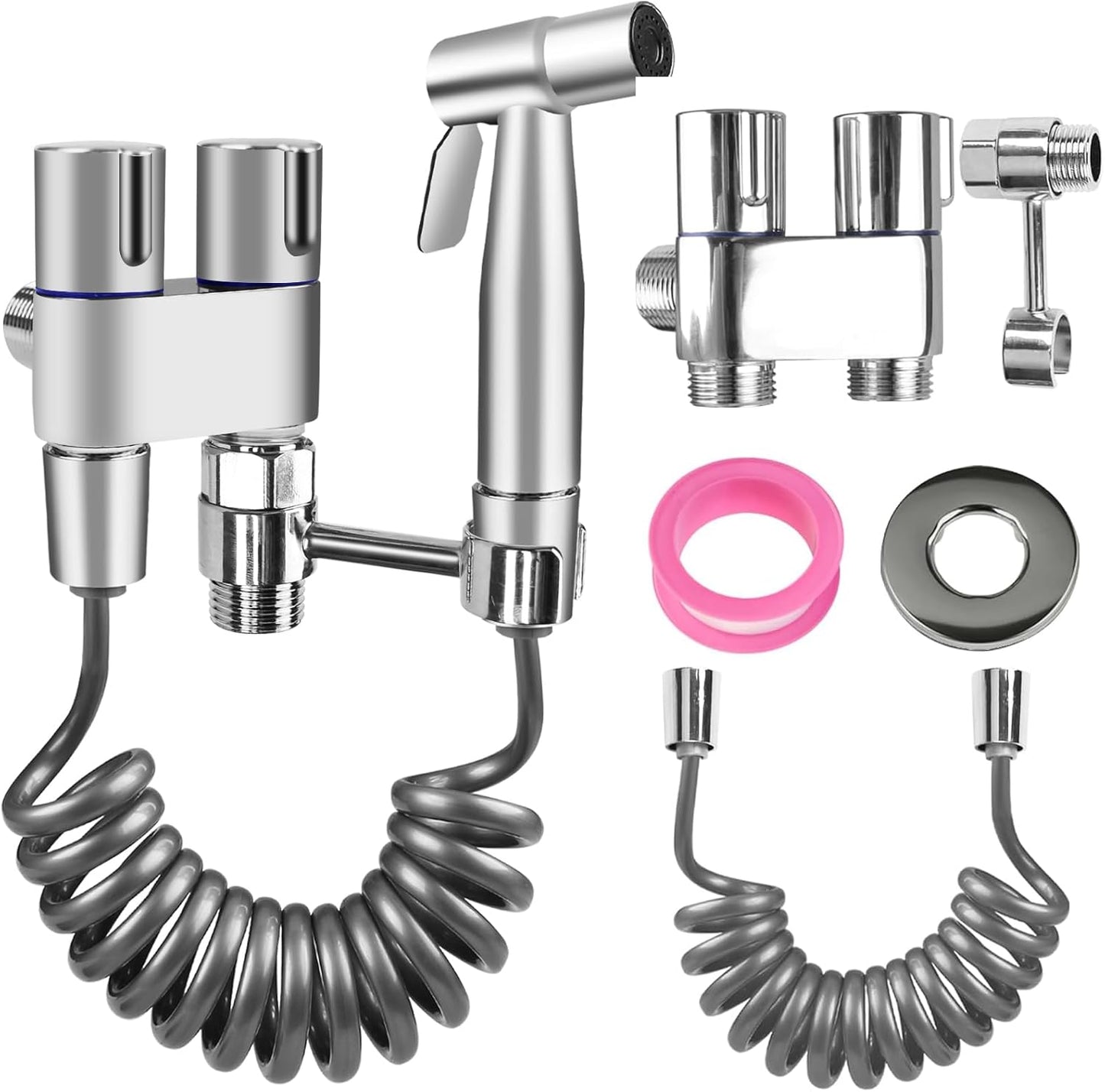 Neween Handheld Toilet Bidet Sprayer for Toilet-Adjustable Water Pressure Control with Bidet Hose for Feminine Wash, Stainless Steel Bidet Faucet Sprayer Kit Cloth Diaper for Baby Wash (Black)