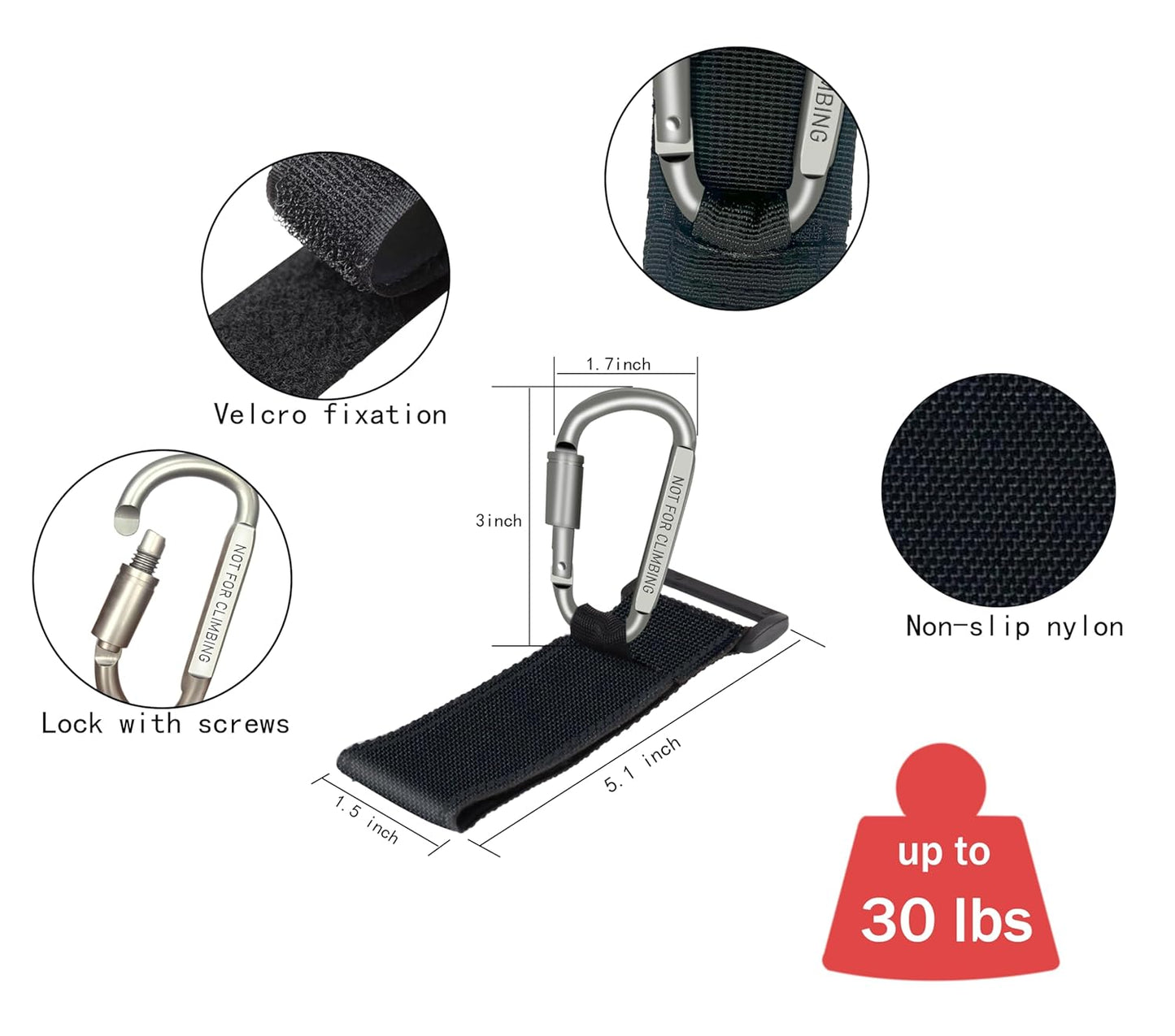 Baby Stroller Hook, Carry 30 lbs per Stroller Carabiner Clip, Adjustable Baby Stroller & Car Seat Hook for Hanging Diaper Bag, Wheelchair,Golf cart, Shopping and Pet Cart(2 Pcs Green Gold)