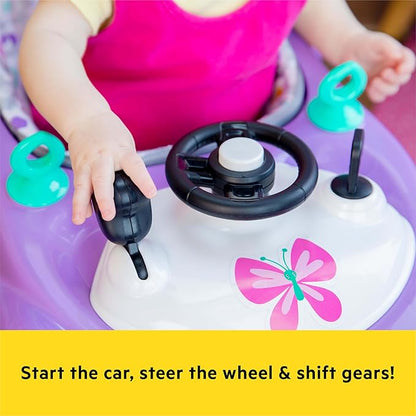 Bright Starts Little Speedster 3-in-1 Car Walker, Purple Power, Baby Activity Walker for Girls and Boys, 6 Months+