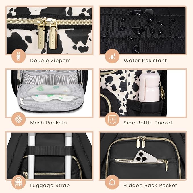 LOVEVOOK Diaper Bag Backpack Large Capacity Baby Bag with Portable Changing Pad, Multifunction Baby Travel Backpack