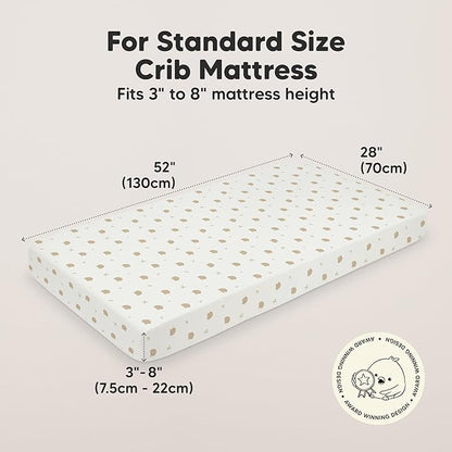 KeaBabies 2-Pack Organic Crib Sheets for Boys, Girls - 52x28 Fitted Crib Mattress Sheet Neutral, Breathable Jersey Cotton Cover for Baby Bed, Toddler Mattress, Soft & Cute Prints (Nibbles/Bruce)
