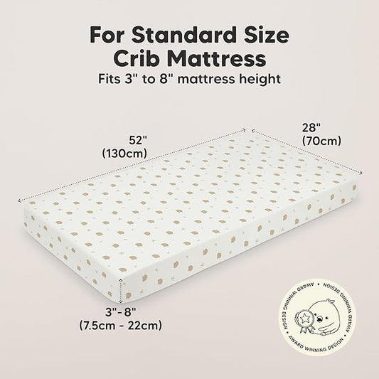KeaBabies 2-Pack Organic Crib Sheets for Boys, Girls - 52x28 Fitted Crib Mattress Sheet Neutral, Breathable Jersey Cotton Cover for Baby Bed, Toddler Mattress, Soft & Cute Prints (Nibbles/Bruce)