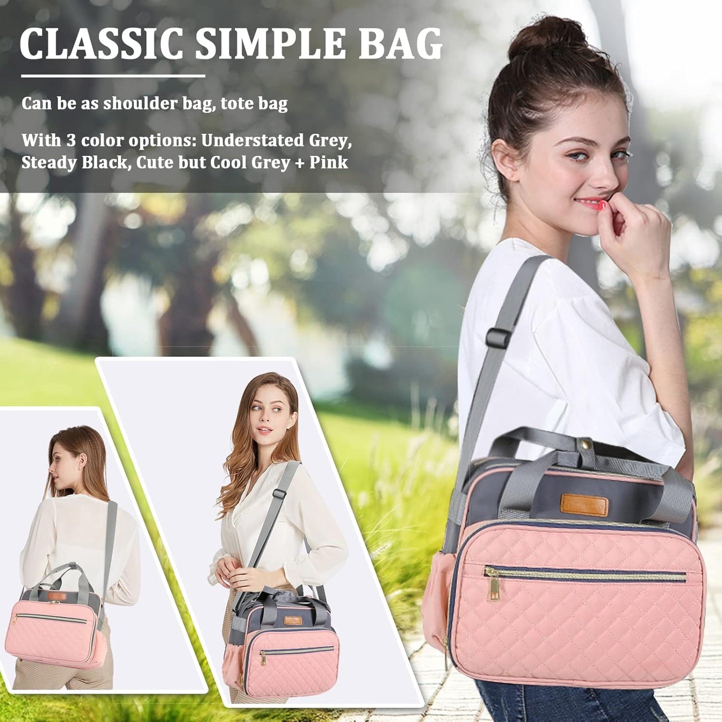 Small Diaper Bag Tote for Girls Baby Nappy Bag - Travel&Outdoor Stroller Organizer Cute Diaper Maternity Bag for Mom Daddy