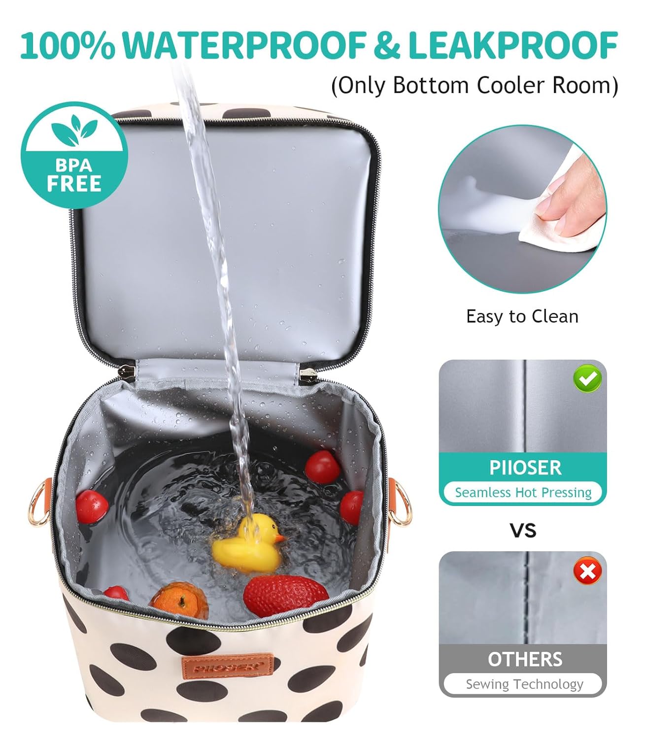 PIIOSER Breastmilk Cooler Bag with Ice Pack Fits 6 Baby Bottles Up to 9 Ounce, Insulated Baby Bottle Tote Bags, Double Layer Waterproof Leak-Proof with Shoulder Strap for Nursing & Working Mom (Grey)