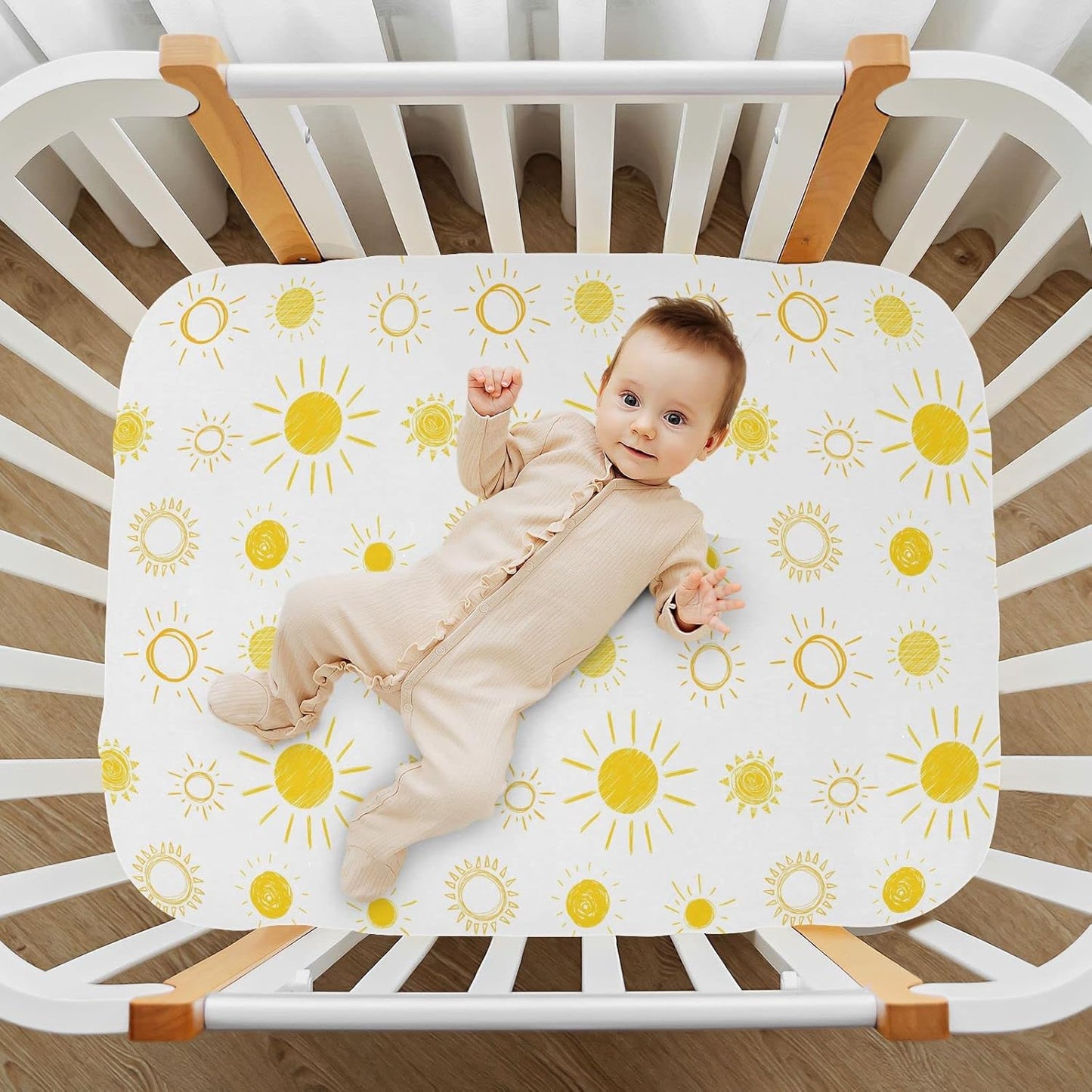 Fitted Crib Sheets Cactus and Floral Stretchy Portable Playard Sheets for Baby Toddler, Breathable Soft Mini Crib Mattress 52 x 28 in for Boys and Girls
