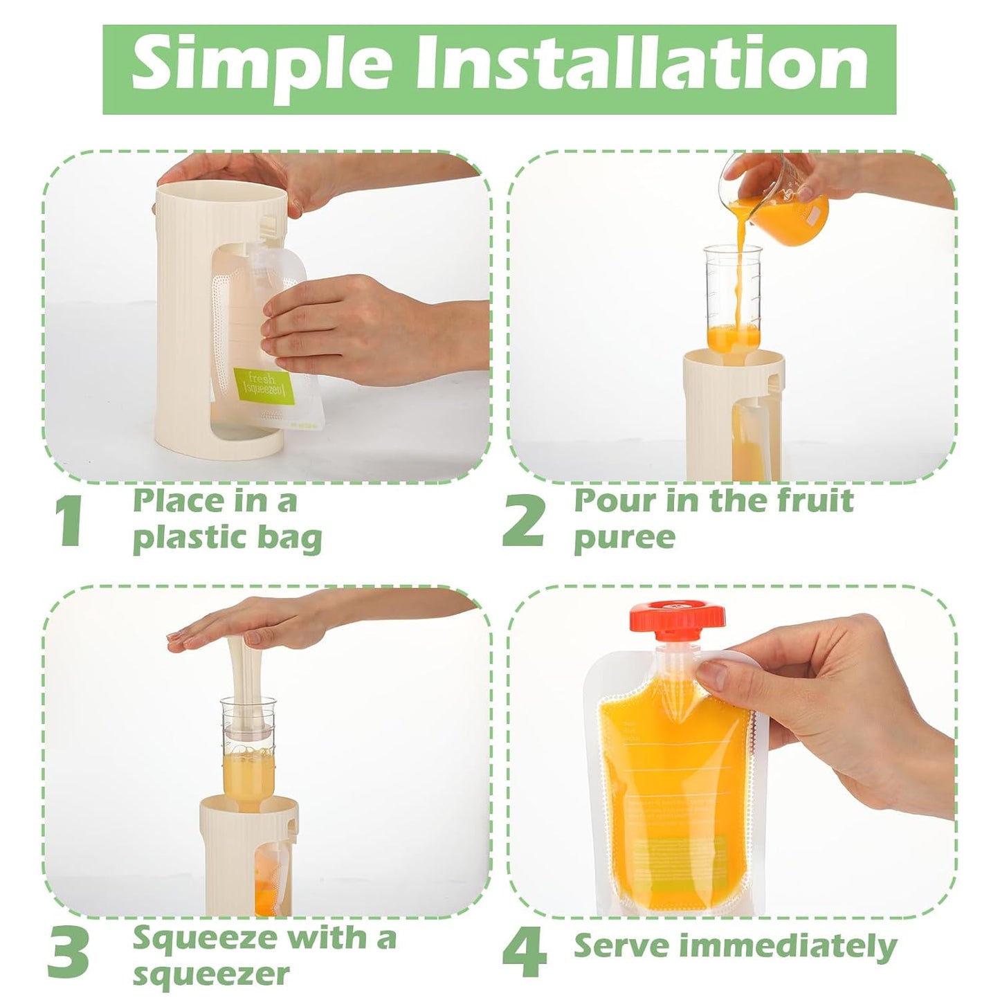 Squeeze Station Baby Food Maker Refillable Baby Food Pouches 50 Pcs Squeezed Pouches Filler Snacks Puree Storage Homemade Prep Essential for Infant and Toddlers