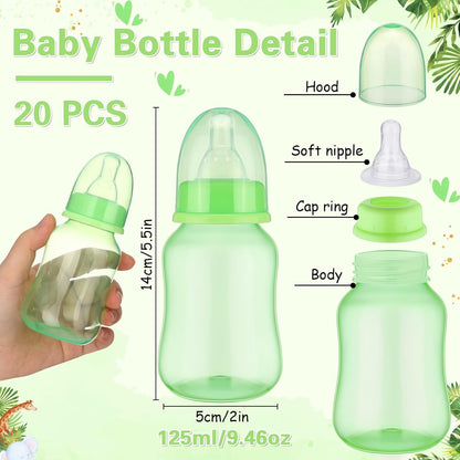 TrelaCo Bottle Chug Baby Shower Game 20 Pcs Baby Bottles Shower Favor with 1 Greenery Theme Sign for Gender Reveal Party Supplies Gifts(Green)