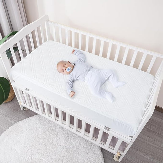 david's kids 2 Pack Waterproof Crib Mattress Protector, Fit Standard Crib and Toddler Mattresses, Ultra Soft and Breathable for Boys Girls Neutral, White Checker