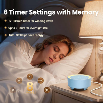 Kipcush White Noise Machine - 21 Soothing Non-Looping Sounds, Dimmable Night Light, & Blind-Touch Buttons | USB-Powered Portable Sleep Therapy for Babies, Adults, Office & Travel - White