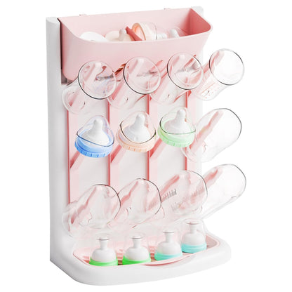 Yieach Larger Vertical Baby Bottle Drying Rack - BPA Free - Space Saving Feeding Bottles Drying Rack Holder for Countertop,Baby Bottle Holder Storage Station for Pacifiers,Pump Accessories Stand,Grey