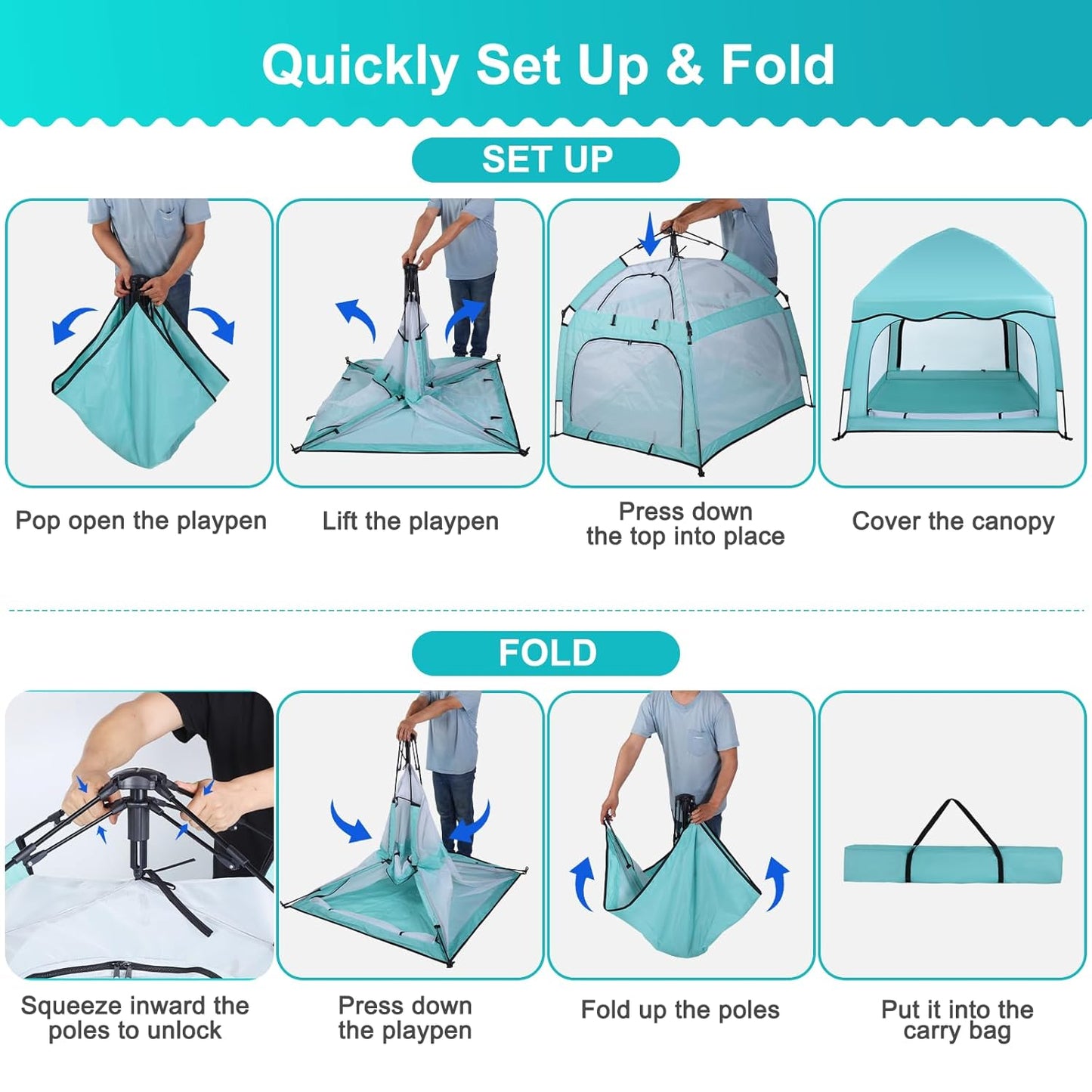 Bend River Portable Baby Playpen with Canopy, Infant Play Yard, Beach Tent, Mosquito Net for Indoor and Outdoor (Beige)