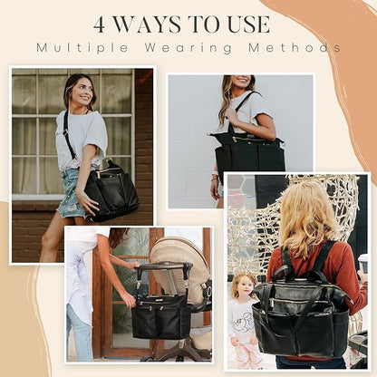 miss fong Diaper Bag Tote Baby Bag Leather Diaper Bag Backpack Large Diaper Tote Bag for girls & boys Diaper Bag Purse with 11 Diaper Bag Organizer,Changing Pad, Stroller Straps,4 Insulated Pockets
