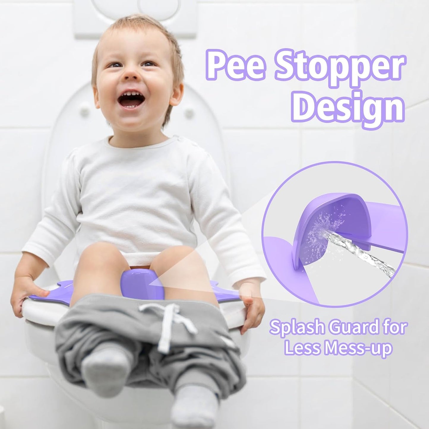 Foldable Travel Potty Seat for Toddler, Portable Toilet Training Seat for Kids on The Go, Fits Round & Oval Toilets with Non-Slip Base & Travel Bag for Car Airplane Essentials, Grey