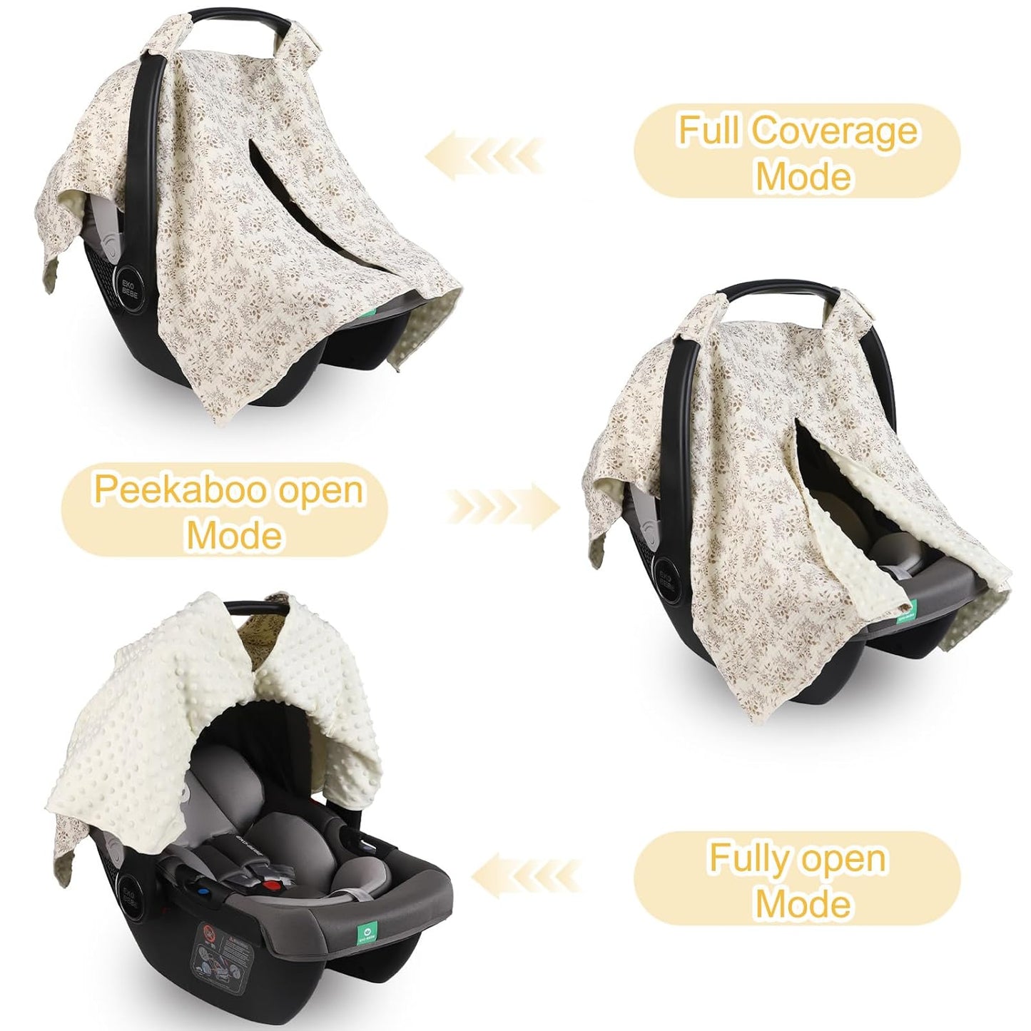 2-in-1 Baby Car Seat Cover & Canopy | Mom Nursing Cover, Easy Install Shield | Multi-Purpose for Winter Warmth & Summer Shade (Brown)