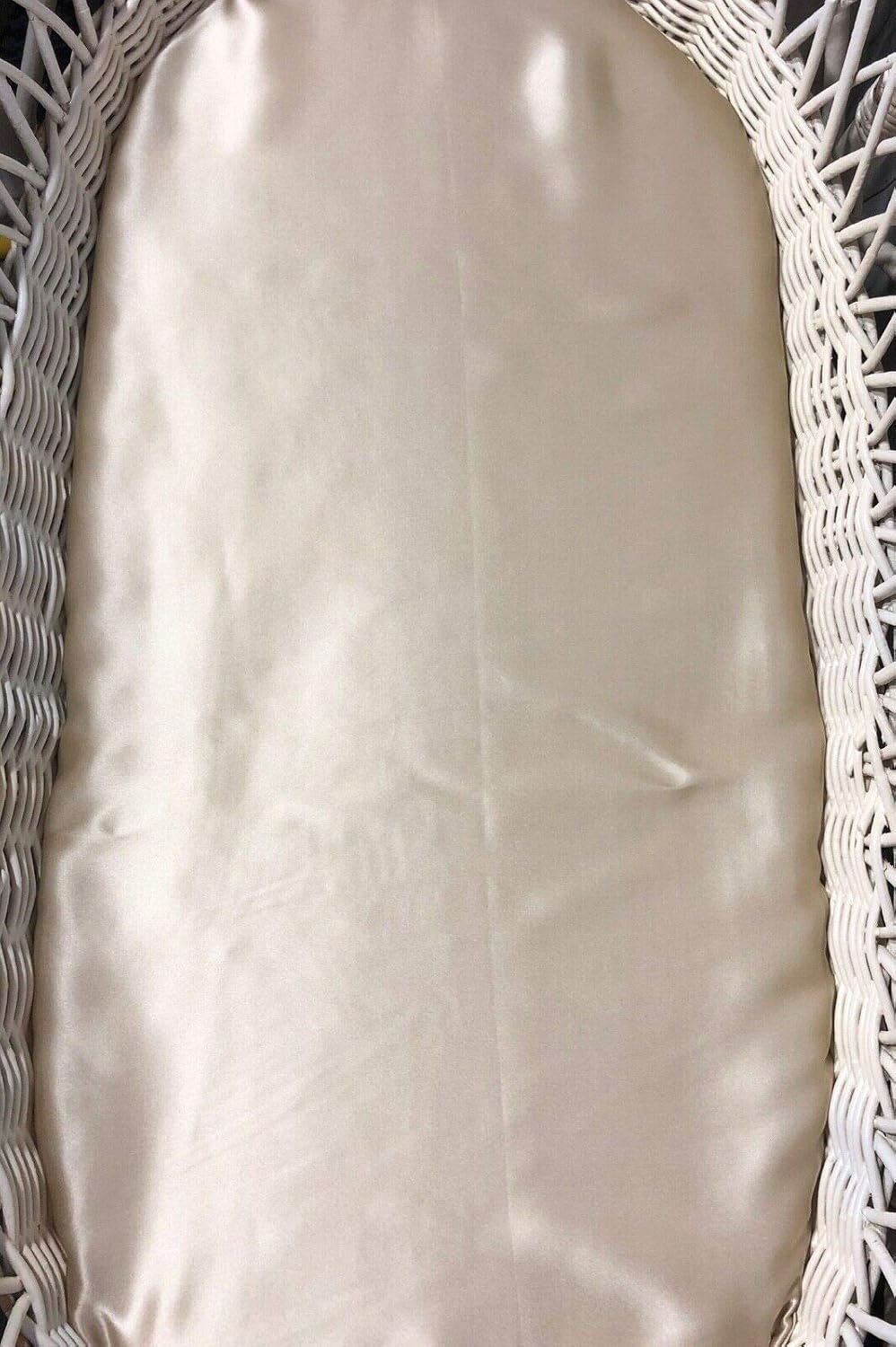 100% Mulberry Silk Cradle Sheets Fitted 18x36x4 - Great for Baby Hair, Fits Most Bedside Sleeper Bassinets Pad Mattress - Soft Silky for Girls Gift for Newborn and Infant, White