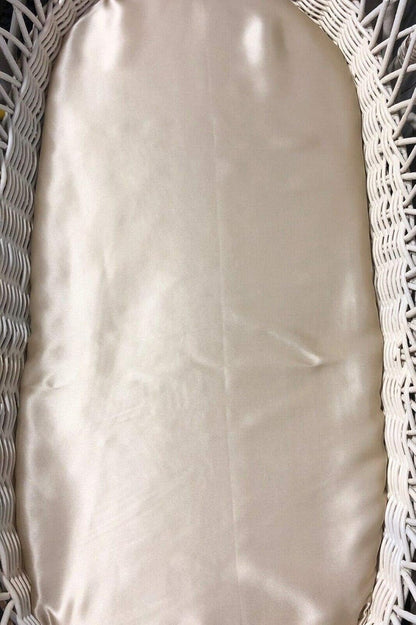 100% Mulberry Silk Cradle Sheets Fitted 18x36x4 - Great for Baby Hair, Fits Most Bedside Sleeper Bassinets Pad Mattress - Soft Silky for Girls Gift for Newborn and Infant, White