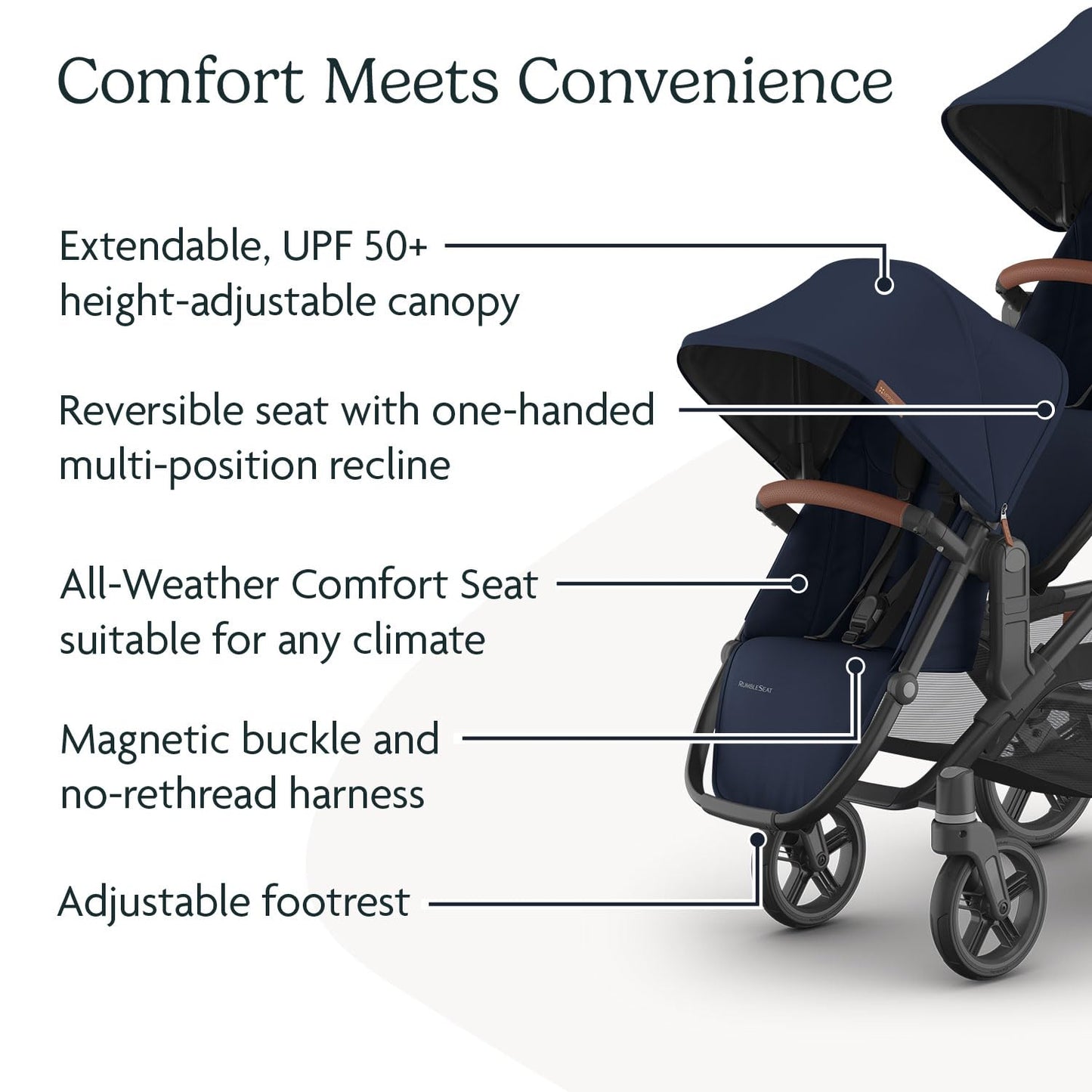 UPPAbaby RumbleSeat V3 Second Lower Seat - Compatible with Vista V2 and Vista V3 - All-Weather Seat + Magnetic Buckle – Adapters Included -Owen (Mocha Mélange)